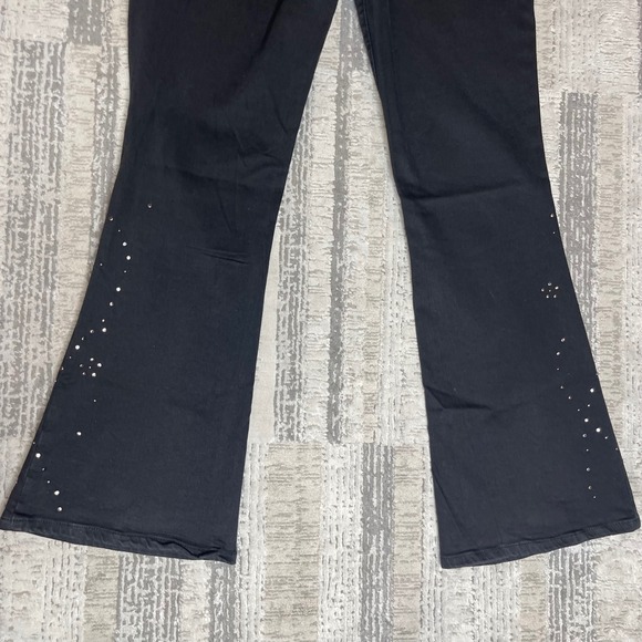 NWOT Lucky Brand Legend Stevie High Rise Flare Jeans Black Rhinestone 10/30R - Picture 6 of 12
